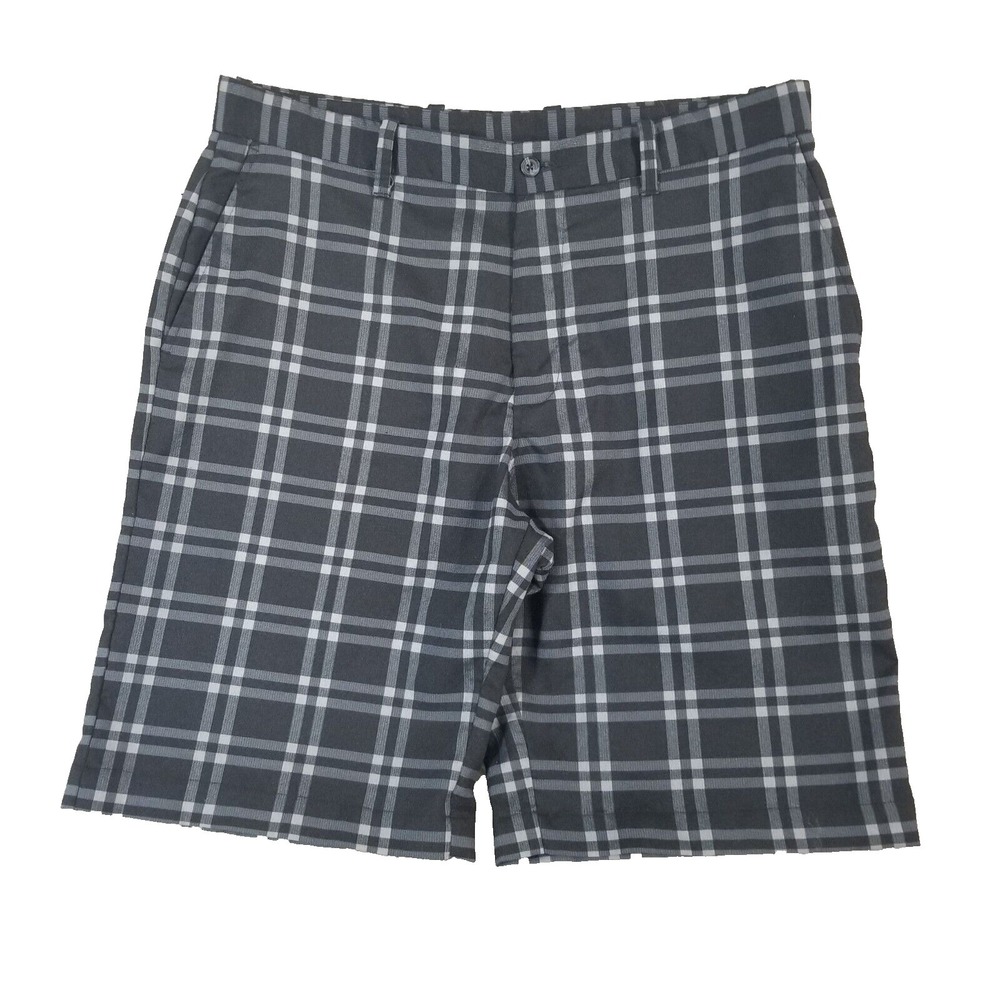 Snake Eyes golf shorts mens 36x11 blue plaid Dri-Fit Flex stretch outdoor preppy